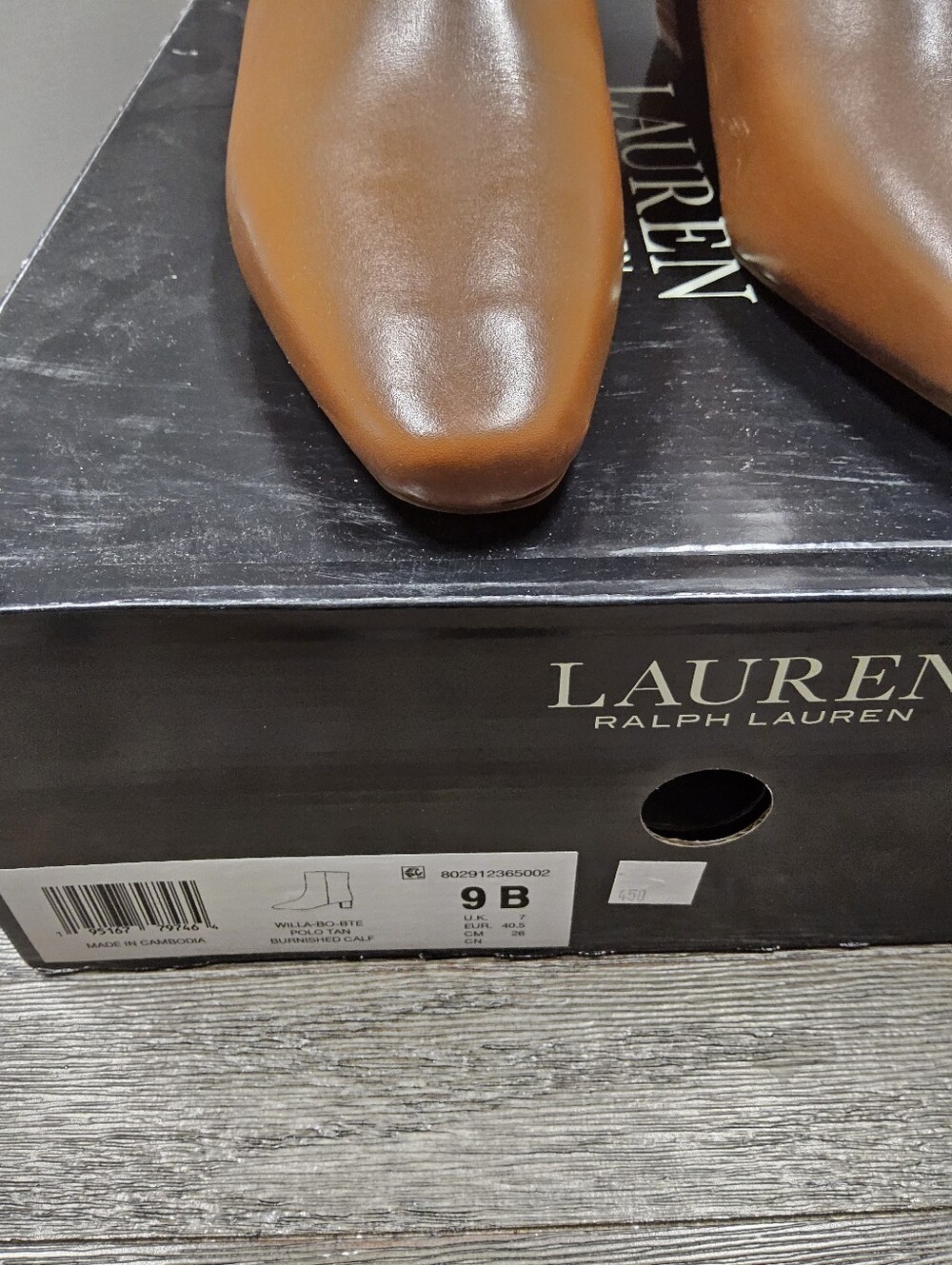 NWOT Lauren Ralph Lauren Size 9 Tan Leather Ankle Zip Boots - Picture 2 of 11